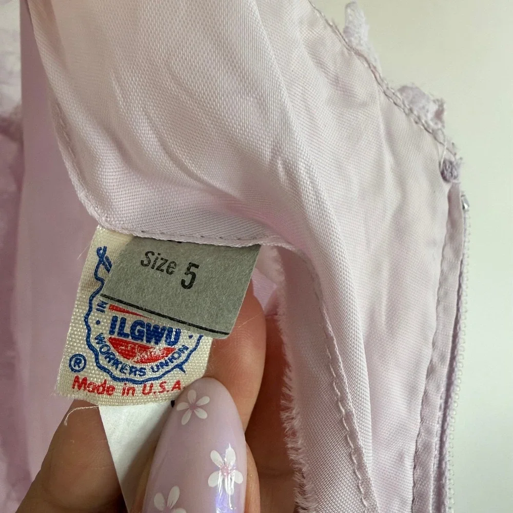 Vintage ILGWU Pink Lace Prairie Dress Made USA Coquette Fairycore Cottage 5 - Picture 13 of 16